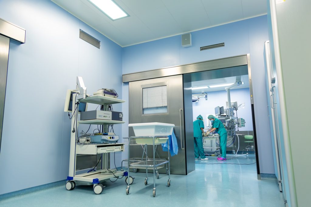 Surgeons working in an operating room