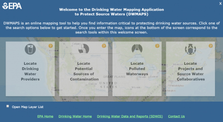 EPA drinking water map application to protect source waters (DWMAPS)