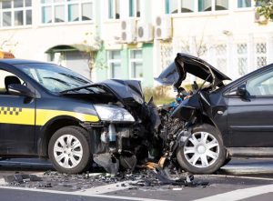 New York City taxi accident head on collision