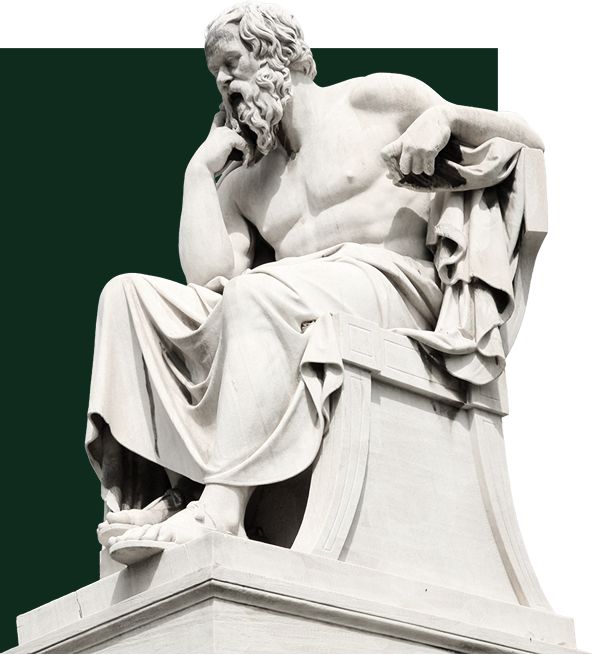 Group 6898 Marble statue of a seated bearded man in a contemplative pose